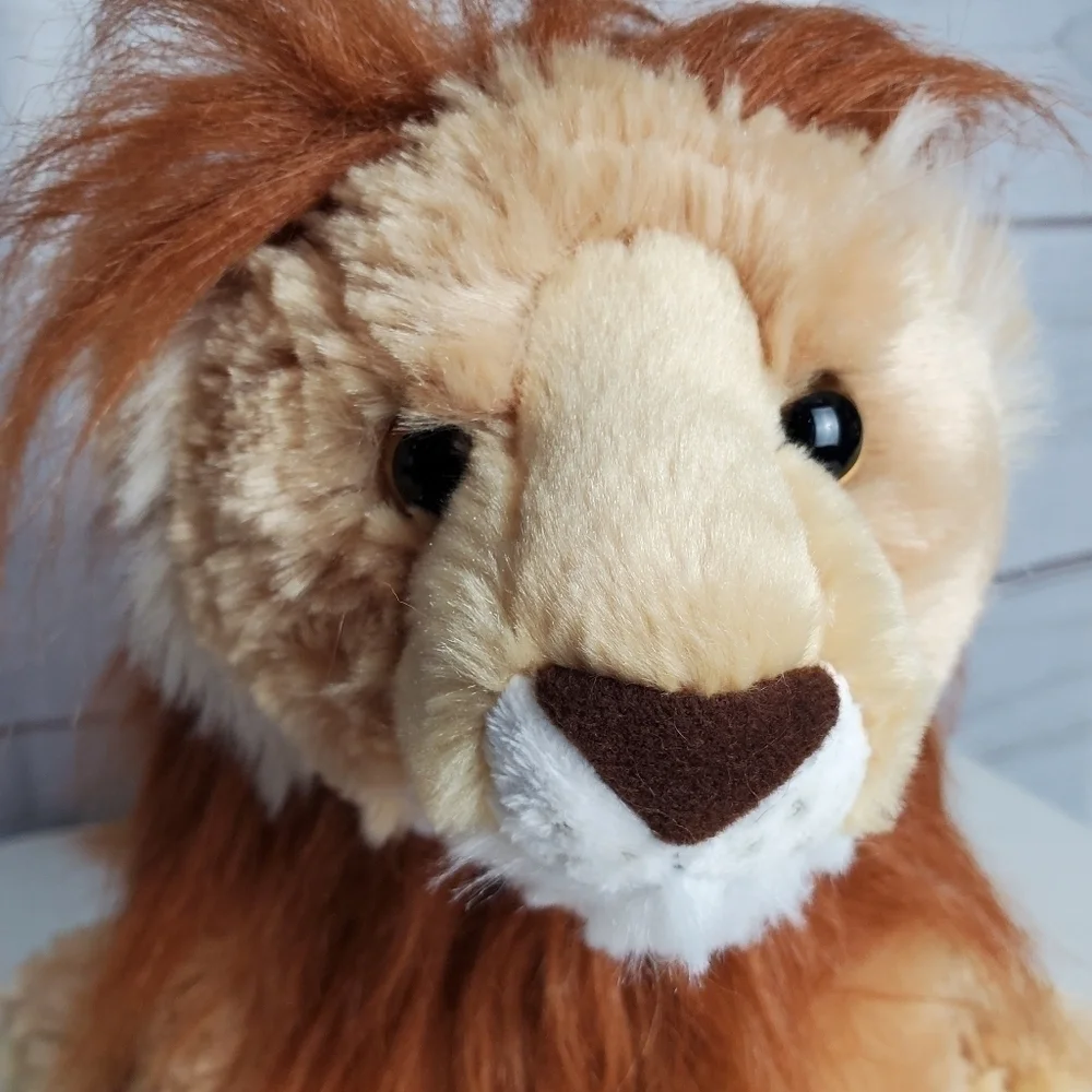 Aurora World Destination Nation Golden Brown Furry Lion Stuffed Animal 12 Inch